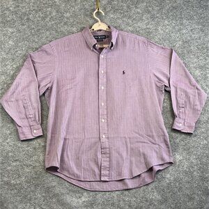 Ralph Lauren Yarmouth SZ 16.5 Herringbone Button-Down Cotton Dress Shirt Purple